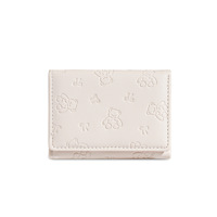 Dompet Kartu Pendek Wanita Motif Kucing Lucu Timbul, Model Lipat Tiga, Gaya Jepang, Bahan Kulit PU, Tempat Kartu Kredit & ID, Penutup Gesper