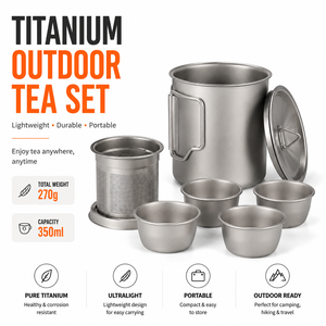 Hot Selling Ultralight 350ml Titanium <b>Tea</b> Set Portable Outdoor Travel <b>Tea</b> <b>Infuser</b> Cup Kit Camping Brewing Gear OEM ODM - Product Image 1