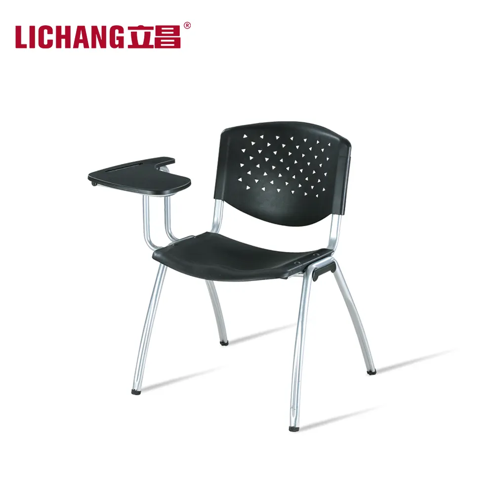 Plastic stackable training room chair with writing table pad XRB-003-E