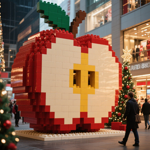 COBLOCKS personalizado ABS + UV decoración de vacaciones, Nochebuena, escultura de bloque gigante de manzana, para centros comerciales - Product Image 3