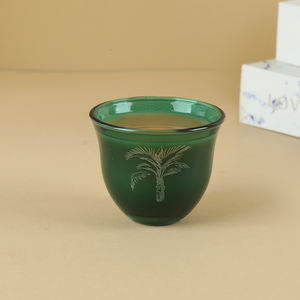 Taza de cristal de Espresso árabe con estampado personalizado ecológico, Juego de platillos transparentes para café, Cava, taza de té, patrón de palmera grabado - Product Image 5