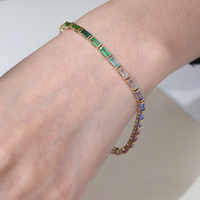 Bracelet personnalisé en or 18 carats véritable avec pierres précieuses de laboratoire taille baguette de 6 à 8 pouces, chaîne tennis, pour femme, idéal pour les banquets et le quotidien
