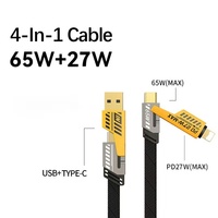 Cable de Datos Trenzado 4 en 1 para Teléfono Móvil, PD 27W 5A, Nuevo Cable de Carga Súper Rápida 2 en 1 de 120W, Tipo-C a C para Huawei y Xiaomi