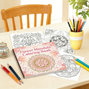 Cuaderno Creativo para Colorear Personalizado, Libro de Colorear Duradero con Diseño de Flores y Mandalas, Libro Impreso para Niños y Adultos, Regalo para Aliviar el Estrés - Product Image 3