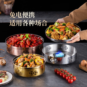 304 Stainless Steel Hammered Shallow Soup Pot With Alcohol Stove Commercial Cooking Equipment - Product Image 5