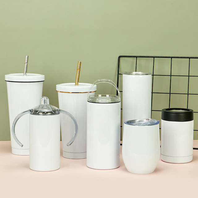 YS Wholesale Bulk 20 oz Straight Sublimation Skinny White Coffee Mug Blank Tumbler with Straw