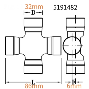 Crossed Shaft 5191482 9967667 for Ford New Holland Universal
