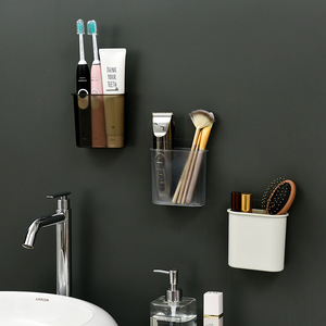 Wall Mounted Toothbrush Holder Suction Cup Rectangle Punch Free Bathroom Storage Rack Draining Shelf - Product Image 2