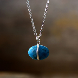 Labradorite Teardrop Pendant <b>Necklace</b> Stainless Steel Bezel Setting Natural Stone Crystal Jewelry Unisex Gift - Product Image 2