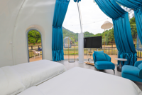 Tienda de campaña de hotel al aire libre de Casa iglú de policarbonato transparente de moda moderna con cúpula de burbujas sala de termoformado de observación de estrellas