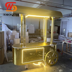 รถเข็นเค้กขนมหวานอะคริลิกสีทองรถเข็นสำหรับตกแต่งปาร์ตี้งานแต่งงานดีไซน์ใหม่เรียบแวววาว - Product Image 1