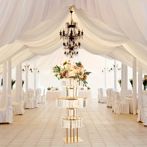 Centrotavola di Lusso Moderni in Ferro per Matrimoni, Decorazioni Premium con <span class=keywords><strong>Vasi</strong></span> Alti a 4/5 Livelli in Cristallo Dorato per Feste - Product Image 6