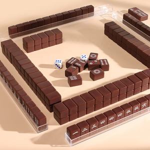 Q Y Lightweight Portable Mini Chocolate Brown Mahjong Tile <b>Set</b> for Home Travel Dorm & Outdoor Entertainment - Product Image 2