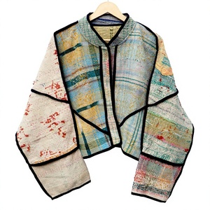 Veste Kantha 100% coton pur, faite à la main, vintage, écologique, respirante, col mandarin, manches classiques, pour femme - Product Image 1