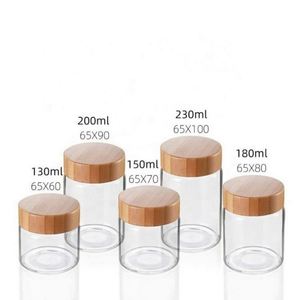 Contenedor de Almacenamiento de Alimentos Hermético de Vidrio Borosilicato de Alta Calidad al por Mayor con Tapa de Bambú y Cubierta, Capacidad de 201-300 ml, Ecológico - Product Image 1