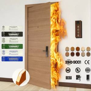 Porte d'entrée manuelle pour chambre d'hôtel 5 étoiles haut de gamme, certifiée UL, résistante au feu 60 minutes, en bois ignifuge pour chambre extérieure - Product Image 5