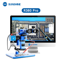 Microscopio Estéreo SUNSHINE R360 Pro Ajustable con Zoom de 0.7-5.8X, Pantalla Dual 4K HD para Reparación de Teléfonos, Luz LED de Anillo, Base Magnética