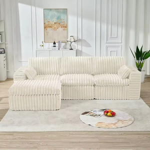 Sofá Seccional de Lujo en Forma de L, Combinación de Esponja y Terciopelo, Modular, Tapizado en Tela para Sala de Estar - Product Image 5