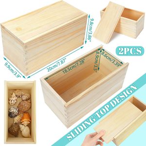 Boîte en bois rectangulaire de conception moderne faite à la main, écologique, à peindre soi-même, pour ranger les jouets des enfants - Product Image 2