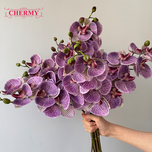 <span class=keywords><strong>Fleur</strong></span> artificielle d'orchidée violette de haute qualité DC180, toucher réaliste, pour centre de table de mariage et décoration intérieure - Product Image 2