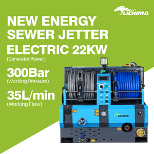 Machine de Nettoyage de Canalisations LICHIMA à <span class=keywords><strong>Haute</strong></span> <span class=keywords><strong>Pression</strong></span> Électrique Montée sur Véhicule, Grand Débit 300 Bar - Product Image 1