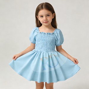 <span class=keywords><strong>Abito</strong></span> Estivo da <span class=keywords><strong>Bambina</strong></span> Ruidian con Maniche a Sbuffo, Blu Chiaro, Morbido ed Elastico in Nylon, Vestito Sportivo Casual da <span class=keywords><strong>Principessa</strong></span> - Product Image 3
