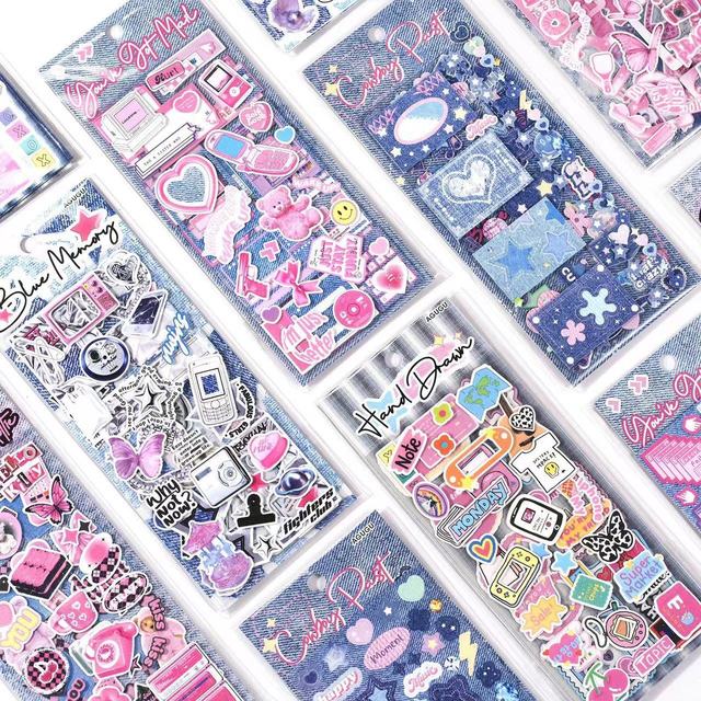 Flash Sand Stickers Y2K Style Material Stickers Water Cup Computer Cell Phone Decoration Stickers
