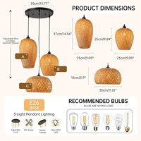 Lustre d'art en rotin de tissage de bambou a mené le lustre en bambou de lumière pendante en bambou