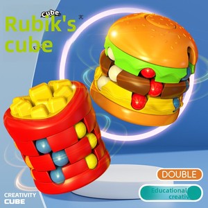 Mainan Edukasi Anak TikTok Viral <span class=keywords><strong>Burger</strong></span> Magic Bean Cube Fries Rotating Ball Plastik Pereda Stres Fidget Spinner - Product Image 2