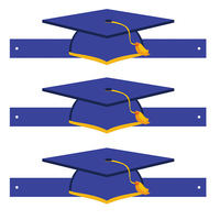 Décorations de fête de remise des diplômes 2025 : Chapeau de diplômé, étoile, guirlande de félicitations, serpentins, décoration de fond