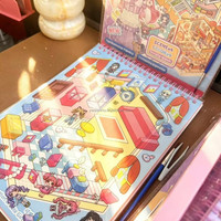 Buku Stiker Miniatur Holografik Anime 2 in 1, Buku Mewarnai Hewan Peliharaan Lucu, Aktivitas DIY Dekorasi Anak