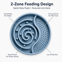 Gamelle pour chien à double zone en silicone, gamelle à lécher pour aliments humides, gamelle à alimentation lente pour chiens, pour croquettes et aliments humides, facile à nettoyer, pour usage quotidien