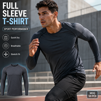 T-shirt à manches longues pour homme, séchage rapide, respirant, extensible, performance, course à pied, gym, entraînement sportif, logo personnalisé