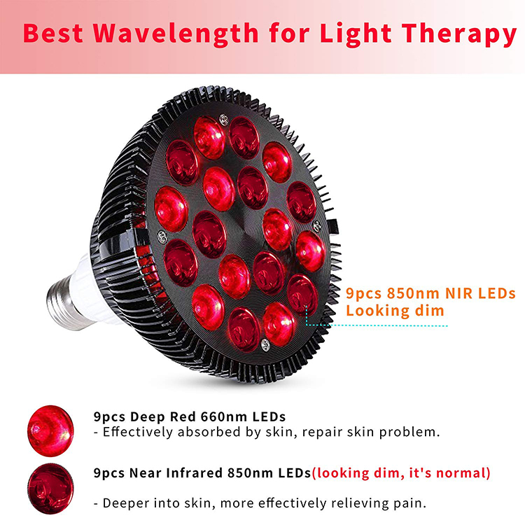 Skin Massage Red Light Therapy Bulbs 54w No Flicker Dual Chips Medical Grade Therapy Device