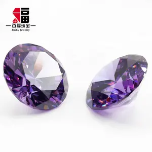 BaiFu gems big size 30mm round amethyst synthetic cubic zirconia stones