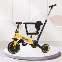Tricycle multifonction 5-en-1 en métal pour enfants : poussette, vélo d'équilibre et chariot pour bébés de 4 à 6 ans