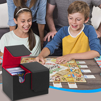 Boîte de rangement en cuir PU avec plateau à dés, capacité de 200+ cartes à collectionner sous étui, compartiment de rangement de haute qualité en PP de qualité supérieure