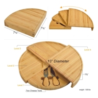 Plateau à fromage et ensemble de couteaux en bambou pliable, plateau rotatif rond pour charcuterie, plateau pour servir des fruits et de la viande à la maison