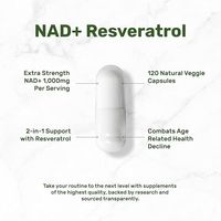 Complément alimentaire NAD+ Resvératrol le plus vendu, formule anti-âge, améliore la santé cellulaire et le métabolisme, 120 capsules végétariennes