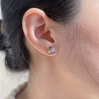 Dylam Blumen ohrringe Silber Sterling Ohr stecker Opal Hawaii Plume ria Ohrringe koreanische weibliche Mode wilde asymmetrische Gänseblümchen