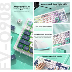 FOREV FV-Q908 Ensemble <span class=keywords><strong>clavier</strong></span> souris filaire silencieux pour <span class=keywords><strong>gaming</strong></span>, design ergonomique, capteur optique 1600dpi, rétroéclairage RGB, haute performance pour l'e-sport - Product Image 4