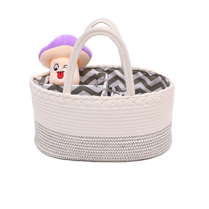Pañal del bebé organizador bolsa plegable de algodón cesta de cuerda para el pañal gran coche de viaje bolsa - Product Image 1