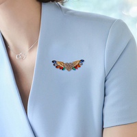Broche Cœur Ange Scintillante en Cristal Coloré avec Ailes d'Ange en Strass pour Femme - Grande Vente