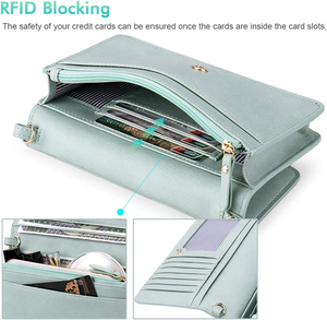 Petit sac à bandoulière pour femme, porte-té<span class=keywords><strong>l</strong></span>éphone, portefeuille avec emplacements pour cartes RFID, 2 sangles, bracelet - Product Image 5