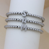 Bracelet en perles bulles avec lettre en zircon couleur or blanc pour femme, bijou tendance, vente en gros