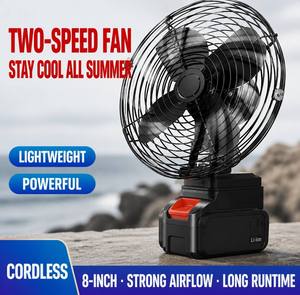 Ventilateur portable en métal de 8 pouces 21V au lithium-ion : rechargeable, haute puissance, idéal pour les stands extérieurs et le camping avec une autonomie extra-longue - Product Image 4