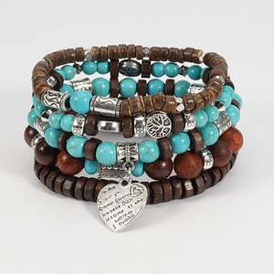 Fashion Jewelry Wood <b>Beaded</b> <b>Bracelets</b> Set Bohemian Style Charm Women's Gift Made In China - Product Image 2
