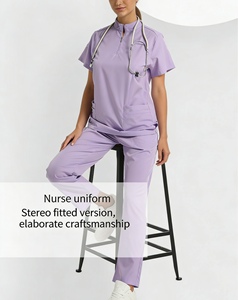 Tenue médicale unisexe à col zippé, séchage rapide, extensible, avec logo personnalisé, ensemble 2 pièces pour infirmières et personnel hospitalier Sehe Fashion - Product Image 2