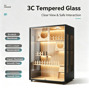 Grande <span class=keywords><strong>maison</strong></span> pour chat en bois avec porte en verre ventilée, villa intérieure pour chat avec plateforme d'escalade, griffoir et espace <span class=keywords><strong>de</strong></span> <span class=keywords><strong>repos</strong></span> - Product Image 1