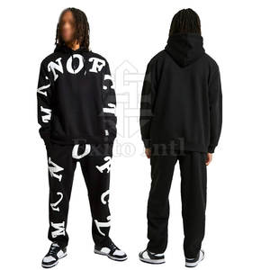 Ensemble de survêtements deux pièces en coton de haute qualité pour hommes, vêtements de rue personnalisés avec logo pour l'hiver - Product Image 2